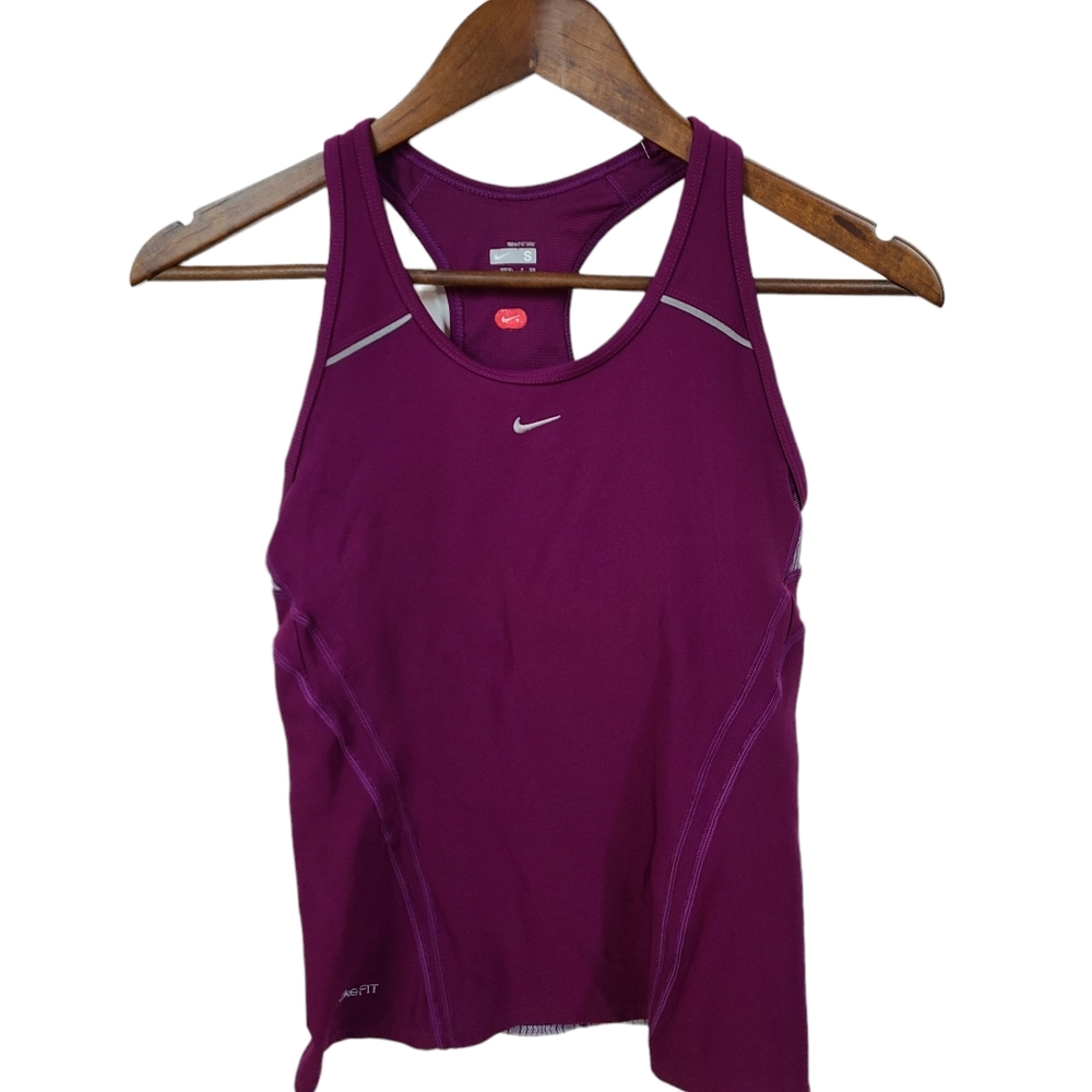 Nike Dry Fit Purple Racer Back Sleeveless Built-in Support Athletic Top Small